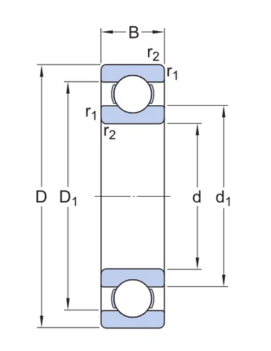 61860 MA Deep Groove Ball Bearing drawing 61860 MA Deep Groove Ball Bearing drawing